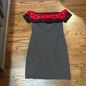 Frank Lyman Design Black and Red Polka Dot Mini Dress
